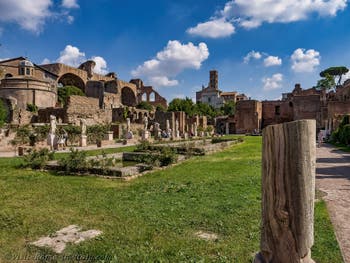 The Atrium of the Vestals House and ponds with pure water, in the Roman Forum in Rome in Italy