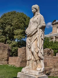 Vestal' Statue in the Roman Forum in Rome in Italy