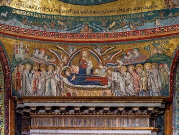 Dormition of the Virgin, mosaic in the apse of the Basilica of Saint Mary Major in Rome, Italy