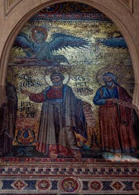 Mosaic by Filippo Rusti, Saint John the Baptist and Saint Peter, Blessings Lodge of the Basilica of Saint Mary Major