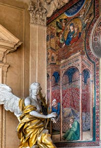 Mosaics by Gaddo Gaddi, apparition of the Virgin in a dream to Pope Liberus, Blessings Lodge of the Basilica of Saint Mary Major