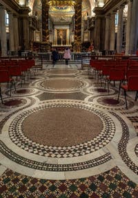 The Cosmati marble pavement in the central nave of the Basilica of Saint Mary Major in Rome