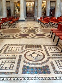 The cosmatesque marble pavement in the central nave of the Basilica of Saint Mary Major in Rome