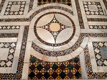 The cosmatesque marble pavement in the central nave of the Basilica of Saint Mary Major in Rome