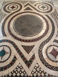 The cosmatesque marble pavement in the central nave of the Basilica of Saint Mary Major in Rome