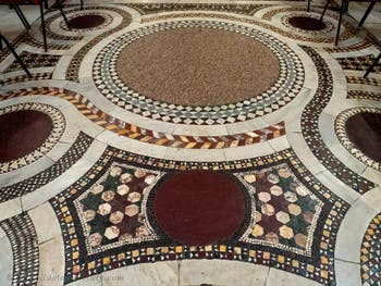 The cosmatesque marble pavement in the central nave of the Basilica of Saint Mary Major in Rome
