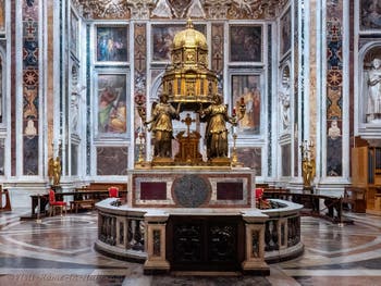 Angels and tabernacle from the Sacrament altar in the Chapel Sistine in the Basilica of Saint Mary Major in Rome