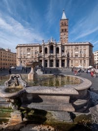 Front facade of the Basilica of Saint Mary Major in Rome