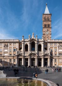 Front facade of the Basilica of Saint Mary Major in Rome