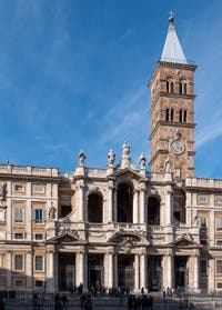 Front facade of the Basilica of Saint Mary Major in Rome