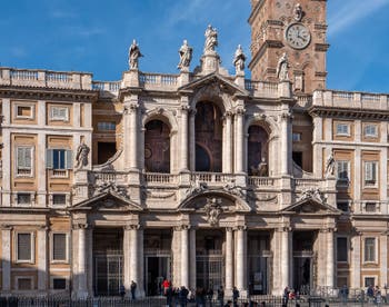 Front facade of the Basilica of Saint Mary Major in Rome
