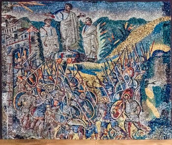 Moses asks the Lord for help and victory over the Amalekites, Mosaics on the right lateral side in the Basilica of Saint Mary Major in Rome