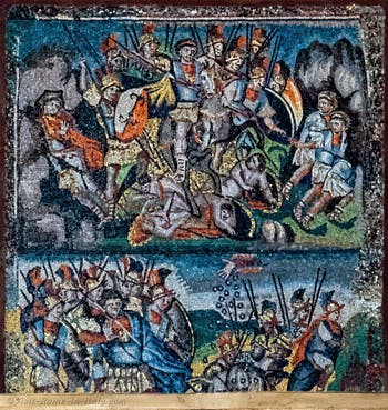 Victory of Joshua against the Amorites, persecution of the vanquished, Mosaics on the right lateral side in the Basilica of Saint Mary Major in Rome