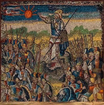 Joshua fights the Amorites and stops the sun and the moon, Mosaics on the right side in the Basilica of Saint Mary Major in Rome