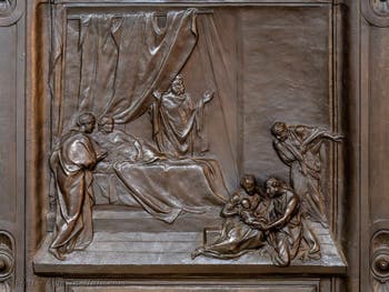 The bronze door of the portico of the Basilica of Saint Mary Major in Rome