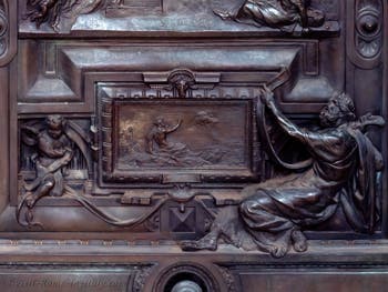 The bronze door of the portico of the Basilica of Saint Mary Major in Rome