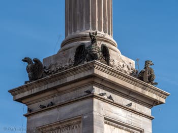 Roman column surmounted by a statue of the Virgin in the square of Saint Mary Major in Rome