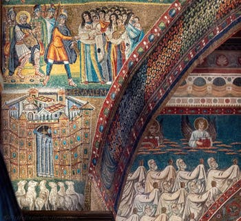 Triumphal Arch Mosaics, Massacre of the Innocents, City of Jerusalem, Basilica of Saint Mary Major in Rome