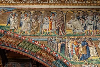Mosaics of the triumphal arch, presentation in the temple, Basilica of Saint Mary Major in Rome