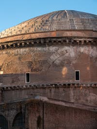 Outside of the Pantheon Basilica in Rome Italy