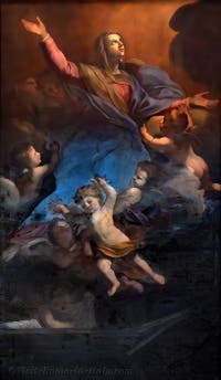 Andrea Camassei, Assumption of the Virgin, first aedicula of the Pantheon in Rome, Italy