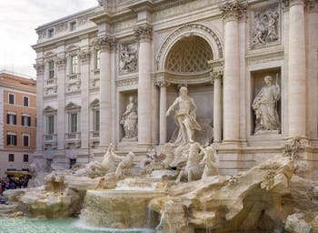 Trevi Fountain sculptures in Rome in Italy