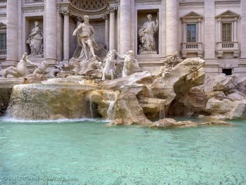 Trevi Fountain sculptures in Rome in Italy