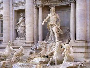 Trevi Fountain sculptures in Rome in Italy