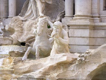Trevi Fountain sculptures in Rome in Italy