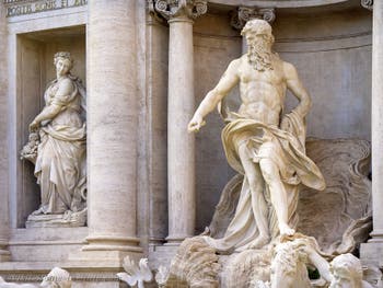 Trevi Fountain sculptures in Rome in Italy