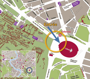 Location map of the Colosseum in Rome