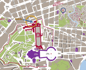 Location map of the Vatican Museums in Romee