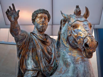 Equestrian Statue of Marcus Aurelius in Capitoline Museum in Rome