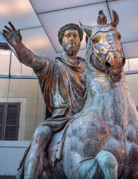 Equestrian Statue of Marcus Aurelius in Capitoline Museum in Rome