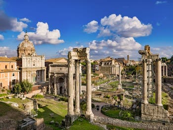 The Roman Forum saw from the Tabularium of the Capitoline Museums in Rome, Italy