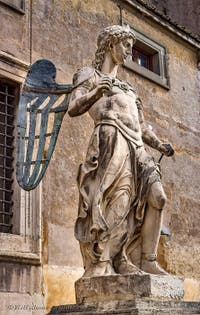 Castel Sant' Angelo: St Michael Archangel by Raffaello da Montelupo, in Rome in Italy