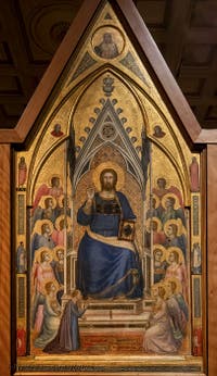 Giotto di Bondone, verso of Stefaneschi Triptych Altarpiece, the Blessing Christ, at the Vatican Museum in Rome