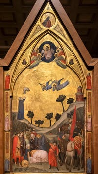 Giotto di Bondone, Stefaneschi Triptych, the beheading or martyrdom of Saint Paul at the Vatican Museum in Rome