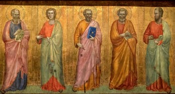 Giotto di Bondone, Stefaneschi Triptych, Predella of Apostles, at the Vatican Museum in Rome