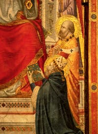 Giotto di Bondone, verso of Stefaneschi Triptych Altarpiece, detail of St Peter, at the Vatican Museum in Rome