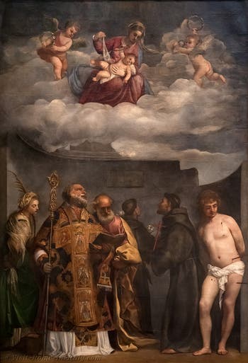 Titian, Madonna of San Niccolò des Frari or Madonna and Child in Glory, at the Pinacoteca of the Vatican Museums in Rome