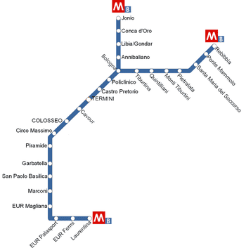 Map of Metro Line B Rome in Italy