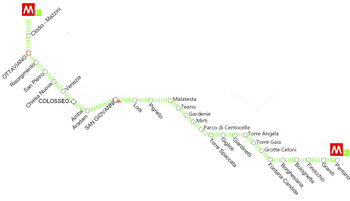 Map of Metro Line C Rome in Italy